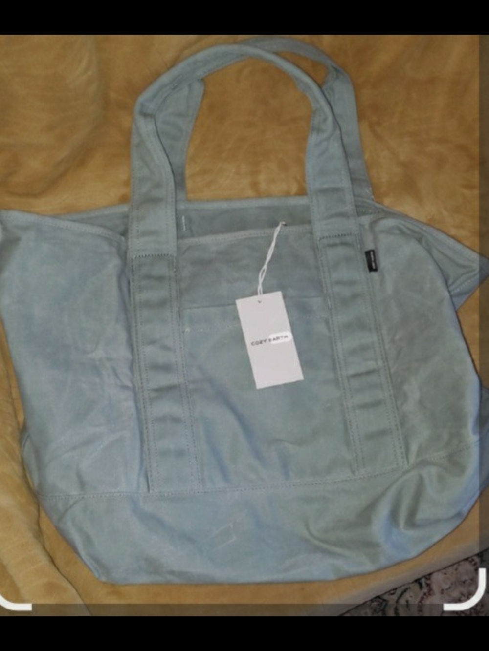 Cozy Earth Sage Green Canvas Tote with Dual Top Handles